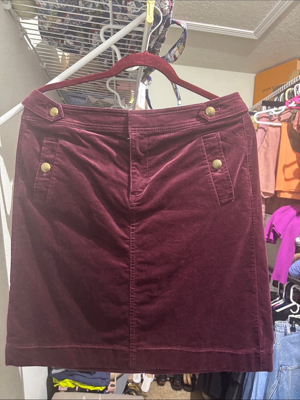 Women’s Burgundy Corduroy A-Line Skirt size 6